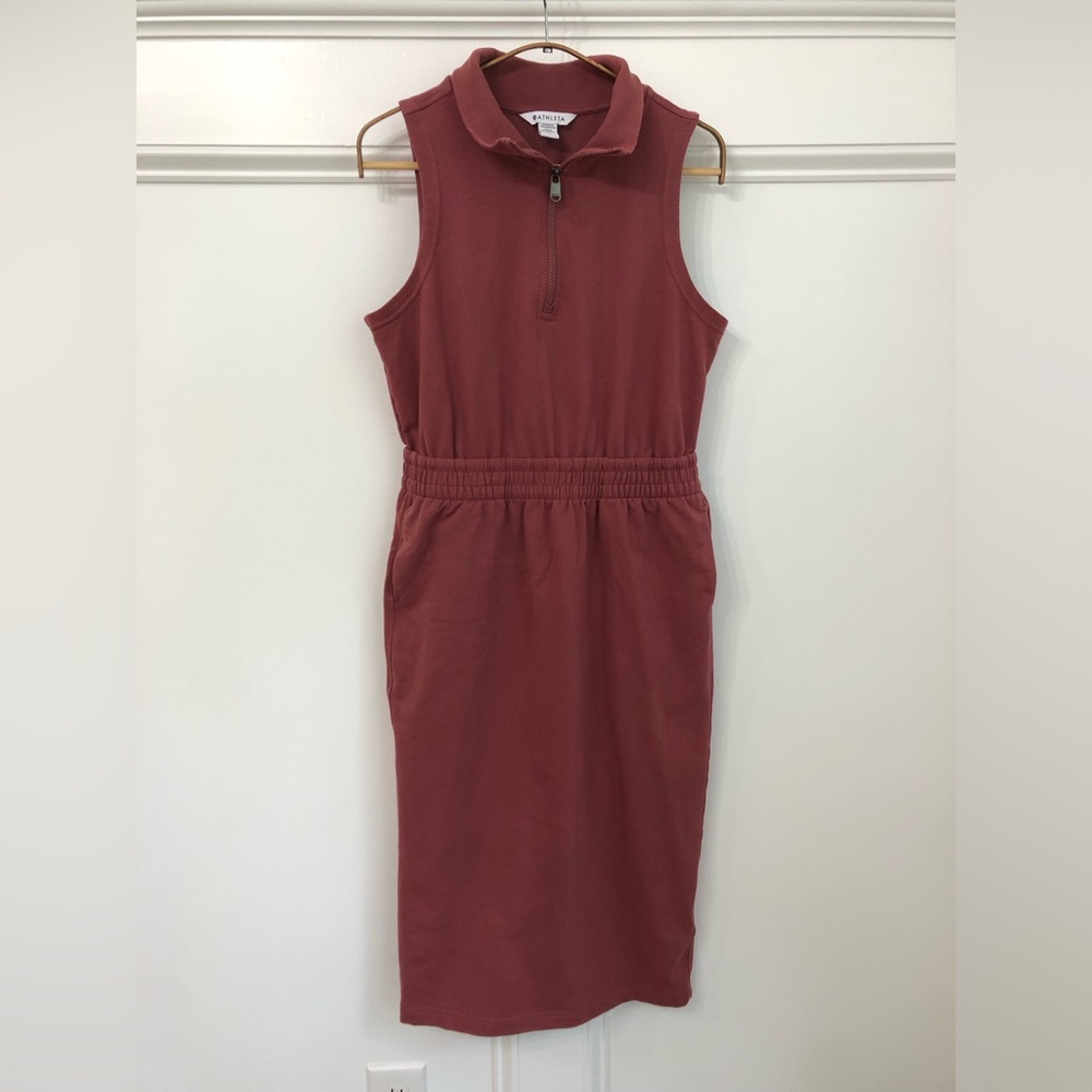 Athleta Sleeveless Zip-Front Midi Dress in Rosewood medium